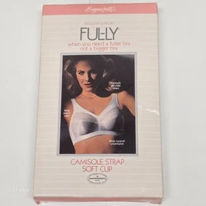 Vintage 80s Exquisite Fully White Camisole Strap Soft Cup Posture Bra  Size 36B  - Picture 1 of 7