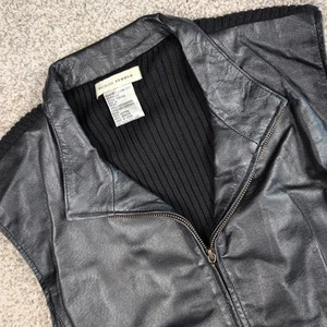 Melrose Studio Leather Knit Vest Womens XL Black Sleeveless Zip Up - Picture 1 of 7