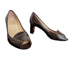 Christian Louboutin braune Leder PEEP TOE Pumps GR 37 - Bild 1 von 20