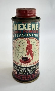 Vintage MEXENE Chili Powder Devil Seasoning 1 ¼ Ounces Full Tin FINE - Picture 1 of 8