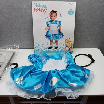 Alice In Wonderland Halloween Costume Disney Baby One Piece Dress  6-12 Months - Image 1 of 4