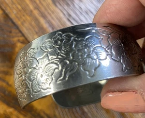 Kirk Stieff Vintage Pewter 900-3 Jonquil Flower Of The Month Open Cuff Bracelet - Bild 1 von 9