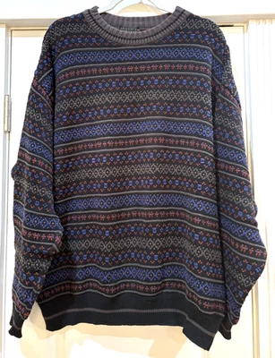 Vtg 90s Reunion Fair Isle Sweater Mens Large Cotton Grandpa Grunge Academia Ski - Image 1 of 4