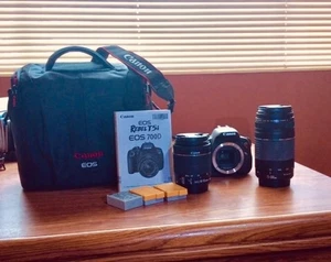 Canon EOS Rebel T5i DSLR Kit with EF-S 18-55mm & 75-300 lenses, Case, Batteries - Picture 1 of 1