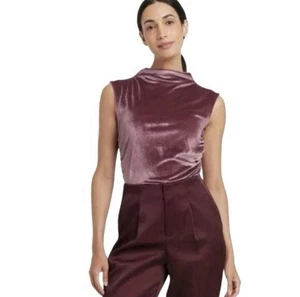 A New Day Womens Ruched Velour Tank Top Stretch Purple Size XL NWT - Picture 1 of 5