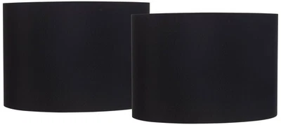 Springcrest Black Fabric Set of 2 Drum Lamp Shades 16x16x11 (Spider) - Image 1 of 4