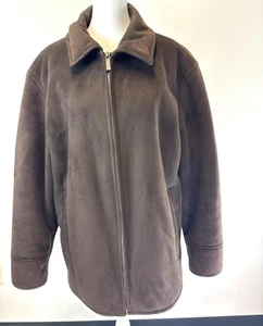 PERRY ELLIS Medium Portfolio Mens Brown Faux Suede Fur Lined Winter Jacket - Picture 1 of 14