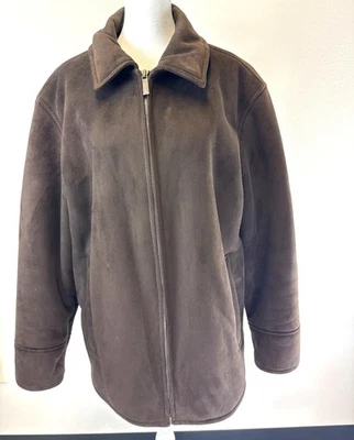 PERRY ELLIS Medium Portfolio Mens Brown Faux Suede Fur Lined Winter Jacket - Image 1 of 4