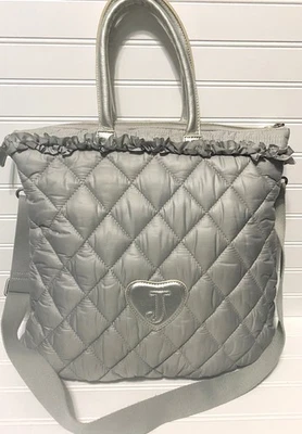 Bolso de Mano Bandolera Grande JUICY Couture Vintage Y2K Plateado Acolchado Puffer Foto 1 de 4
