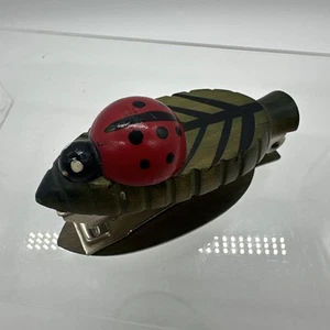 Vintage Wooden Lady Bug Leaf Stapler Made In Japan Antennae Counterpoint - Picture 1 of 7