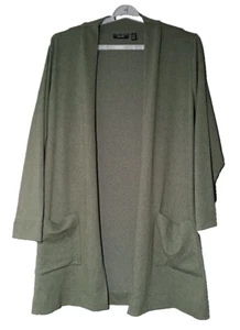 Susan Graver Weekend Womens Heathered Green Cardigan w/Pockets Open Front Sz 2X - Picture 1 of 9