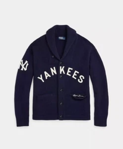 RARO Polo Ralph Lauren X NY Yankees Chal Azul Cachemira Lana Cárdigan TALLA Grande - Imagen 1 de 5