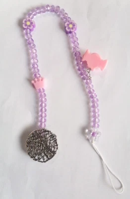 Baby Pacifier Chain With Bracelet, Distinctive Crystal Set, Burgundy And Pink - Image 1 of 4