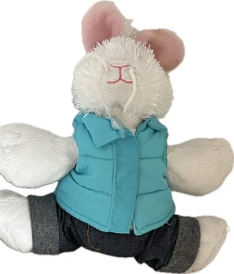 GANZ Webkinz Rabbit White Bunny Bean Bag Plush Stuffed Animal Toy Dressed - Image 1 of 4