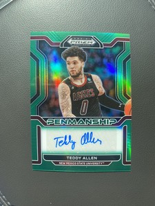 2022 Prizm Draft Picks Teddy Allen Penmanship Green Prizm Auto CP-TAL-NM/M