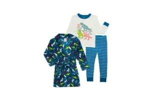 Wonder Nation Baby Boy Dinosaur Pajamas and Robe Set 3-Piece Size 12M Sleepwear - Picture 1 of 1
