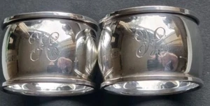 Pair of Antique English Sterling Silver Napkin Rings "H" initial, dated 1921 - Picture 1 of 3