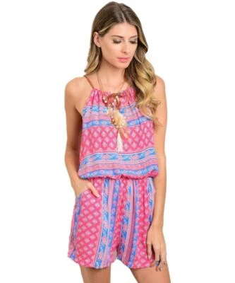 Детский комбинезон с племенным принтом розовый сине-белый - Изображение 1 из 2