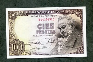 tu_bazar BILLETE 100 PESETAS 1946 GOYA SERIE B EBC + APRESTO NUEVO - Imagen 1 de 2