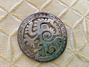Old Mexican Sterling Silver Pendant, Brooch, Pin, Round, Preowned - Picture 1 of 7