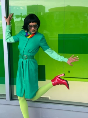 De Colección Años 80 Leslie Fay Petite Verde Falda Completa Secretaria Camisa Vestido 6P Foto 1 de 4