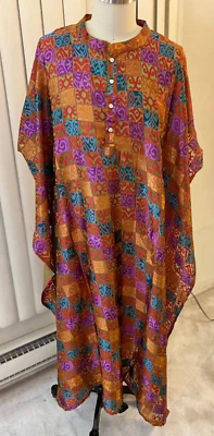 Brasso Terciopelo Caftán Marrón Púrpura NUEVO Estampado Tribal Para Mujer Hombre Unisex Nuevo Piscina Foto 1 de 4