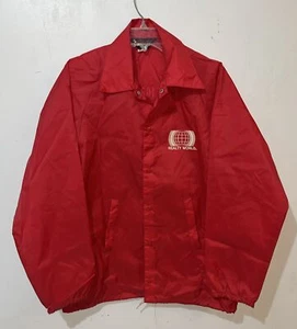 Vtg Dunbrooke Pla-Jac Windbreaker Mens Medium Red Snap Front Realty World - Picture 1 of 12