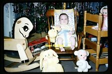 Christmas Toys Bowling Game Rubber Faced Doll in 1957 Kodachrome Slide aa 18-13b