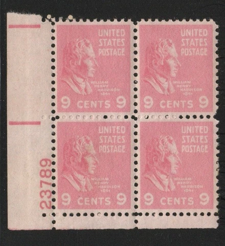 ALLY'S STAMPS US Plate Block Scott #814 9c William Harrison MNH - F/VF [STK] Cover