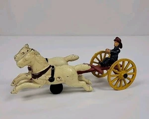 Vintage Cast Iron Horse Drawn Toy With Fireman (No Fire Wagon) 8" Long - Picture 1 of 14