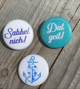 Buttons Set Sabbel nich Dat geit Anker lustiges Geschenk  - Bild 1 von 1