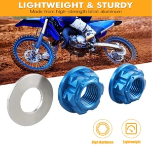 Yamaha YZ 85 2002 - 2008 Front and Rear spindle wheel Flanged Nuts BLUE CNC - Picture 1 of 12