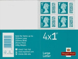 GB 2022 TF1 4 X 1ST LARGE BARCODED MACHIN DEFINITIVES - PB-sL BOOKLET - Picture 1 of 1