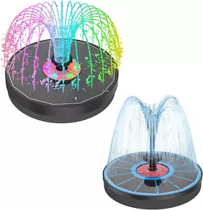 Solar Bird Bath Fountains with Lights 4 Fixed Pipes 7 Nozzles, Solar Fountain Pu - Picture 1 of 12