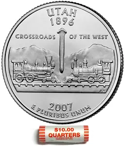 2007 Utah Statehood US Mint $10 UNC Quarter Roll SEALED NF String - Picture 1 of 1