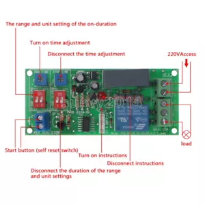 Cycle Delay AC 110V 120V 220V 230V Timing Timer Relay Switch Turn ON/OFF Module - Picture 1 of 4