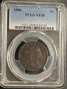 1806 Draped Bust Large Cent PCGS VF30 - Picture 1 of 2