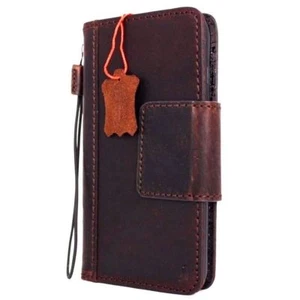 Genuine Natural Leather Case for Apple iPhone 8 PLUS Magnetic Book Wallet Cover - Picture 1 of 7