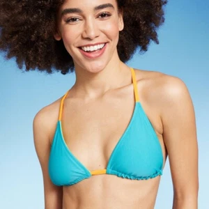Women's Reversible Triangle Bikini Top - Wild Fable Blue/Green Multi XXS - Picture 1 of 1