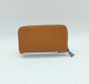 Billetera italiana de cuero genuino con doble cremallera - hecha en Italia - marrón coñac - Imagen 1 de 8