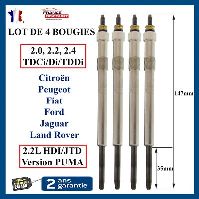 4 Bougie de préchauffage pour Citroen Jumper Peugeot Boxer Ducato 2,2 2,2l Hdi - Imagen 1 de 4
