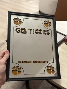 Vintage 1980s Clemson University Mirror 13 X 10 Go Tigers Football Wall Decor - Picture 1 of 5