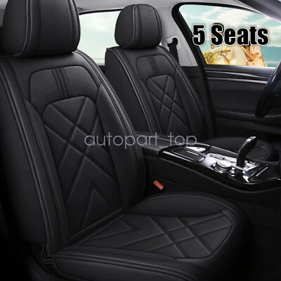 For Toyota Corolla Car Seat Covers 5-Seat Set Front & Rear Leather Cushion Black - Image 1 of 4