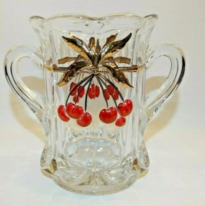MOSSER GLASS NORTHWOOD CHERRY & CABLE SPOONER OR CELERY VASE - Picture 1 of 6