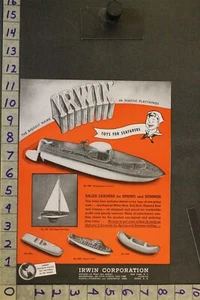 1947 TOY AD IRWIN CORP PLASTIC MOTORBOAT SAIL SAILOR CANOE MYSTERY NY MECH TB18 - Picture 1 of 1
