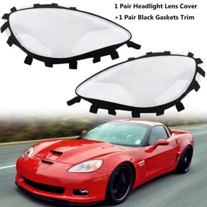 For 2005-2013 C6 Corvette Headlight Cover Headlamp Lens Shell & Gaskets Trim Ket - Picture 1 of 11