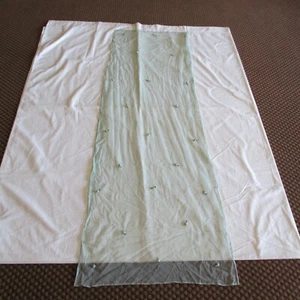 New GREEN NET SCARF Embroidered DUPATTA STOLE dance VEIL CRAFT Sewing DECORATION - Picture 1 of 2