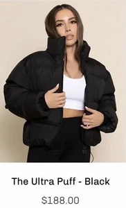Womens Quilted Crop Coat Puffer Jacket Outerwear, black - Picture 1 of 6