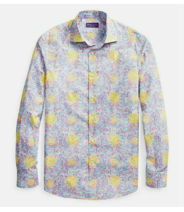 Camisa de vestir deportiva Ralph Lauren etiqueta púrpura para hombre con estampado de cachemira con botones nueva Foto 1 de 2