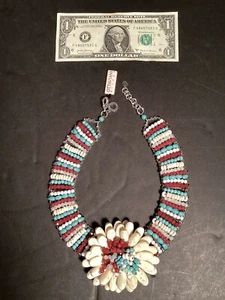 Ottaviani Bijoux Beaded Collar Howlite, Red, Turquoise, Clear & White Crystals - Picture 1 of 7